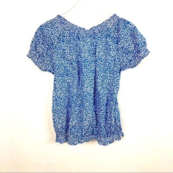 St. John’s Bay | Women's Blue & White Short Sleeve Boho Top Size Large - Picture 2 of 8